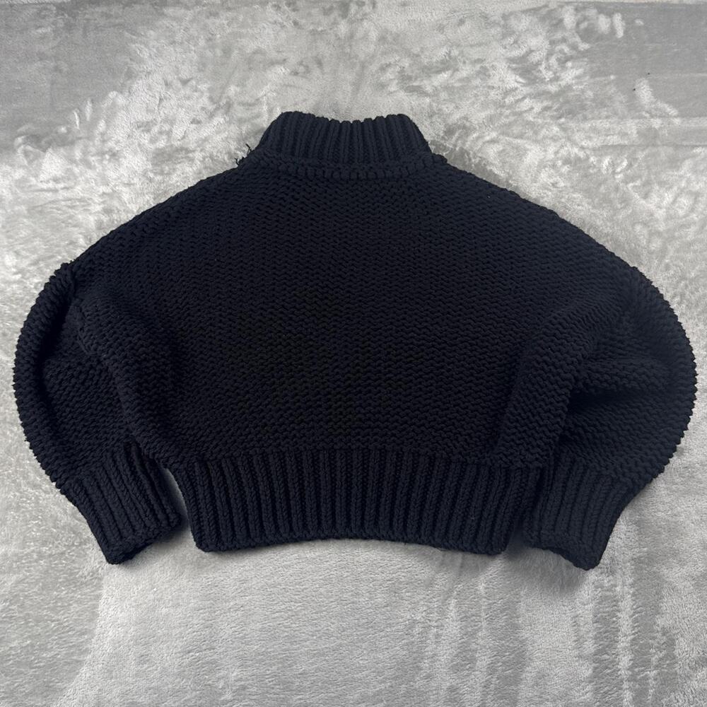 Free People Chunky Knit Cropped Sweater Women’s Medium Black Mock Neck